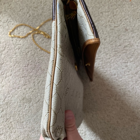 Rare Vintage Authentic Dior foldover honeycomb canvas and leather crossbody bag - Picture 8 of 15